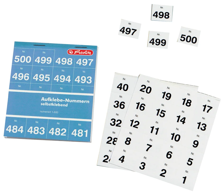 herlitz Numéro autocollant, adhésif, numéroté 1-500 - OEM 300008437