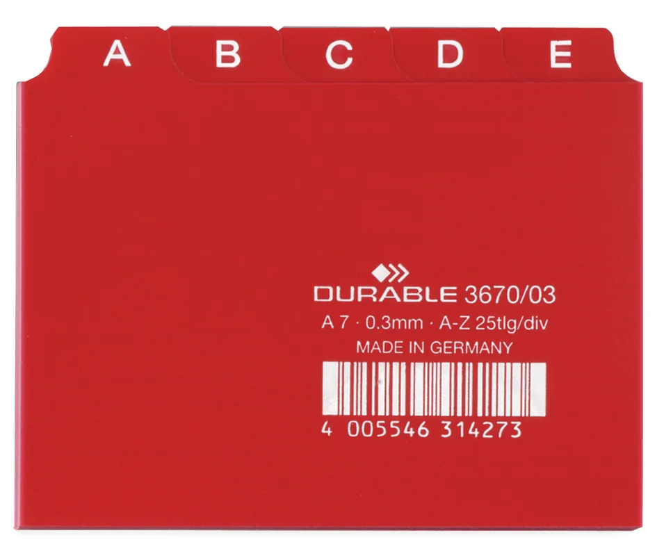 DURABLE Index alphabétique A - Z, PP, format A7 paysage - OEM 3670-02