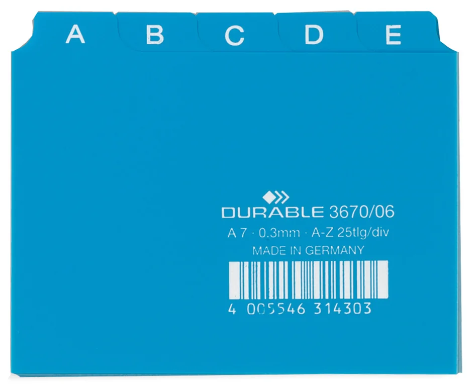 DURABLE Index alphabétique A - Z, PP, format A7 paysage - OEM 3670-02 – Image 2