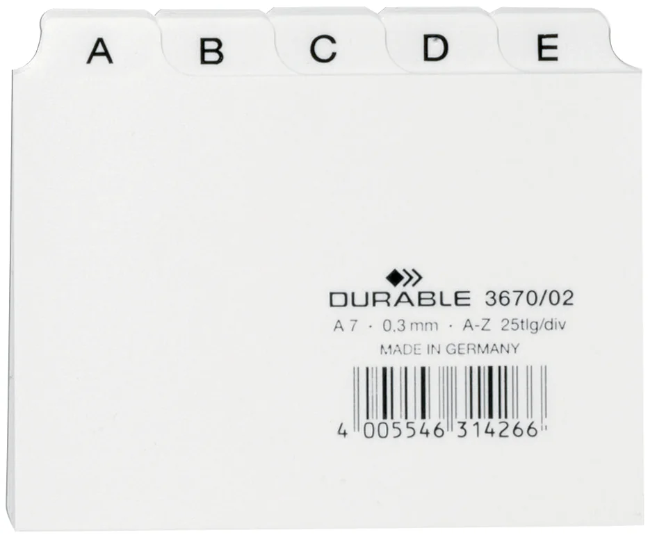 DURABLE Index alphabétique A - Z, PP, format A7 paysage - OEM 3670-02 – Image 3