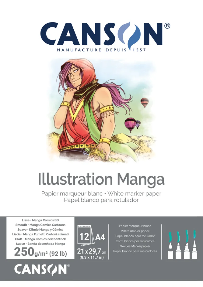 CANSON Bloc de dessin Illustration Manga, A3, 250 g/m2 - OEM C200387201