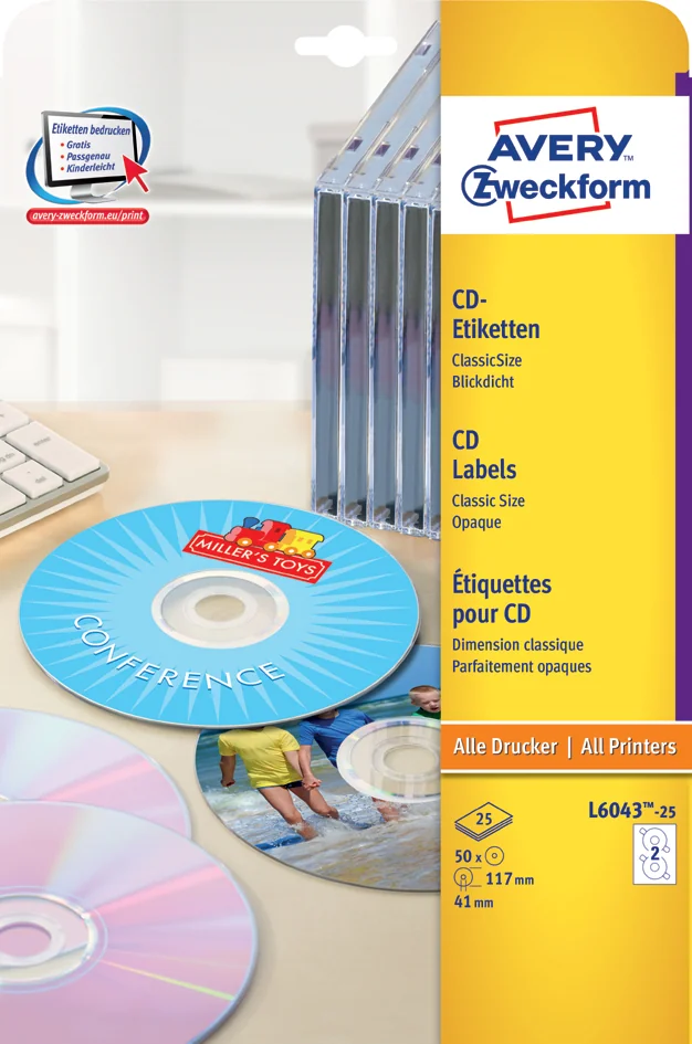 AVERY Zweckform Etiquette CD ClassicSize, blanc - OEM L6043-100 – Image 2