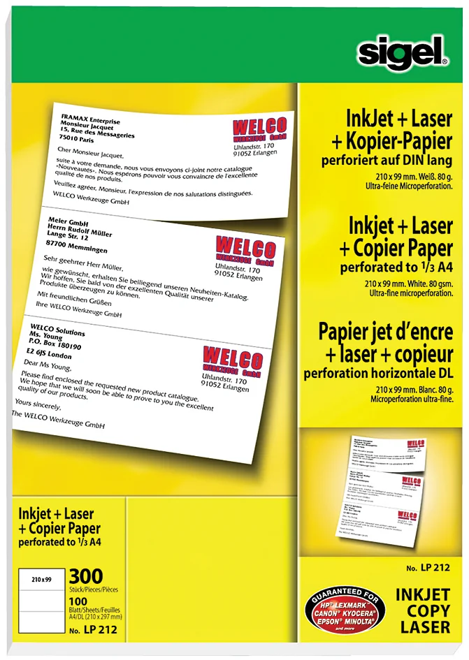 sigel papier multifonction 'MultiPrint', A4 perforé sur A5 - OEM LP202