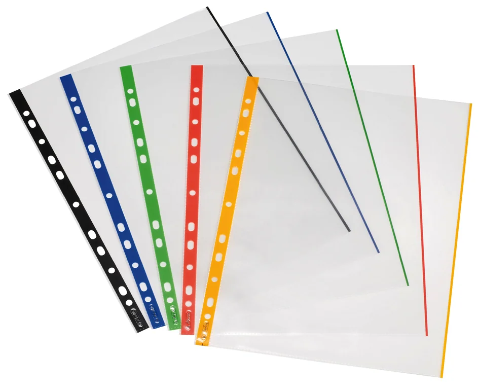 herlitz Pochette perforée, A4, transparent, bord coloré - OEM 300000658