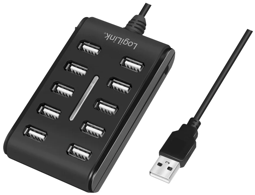 LogiLink Hub USB 2.0, 10 ports, avec interrupteur, noir - OEM UA0125