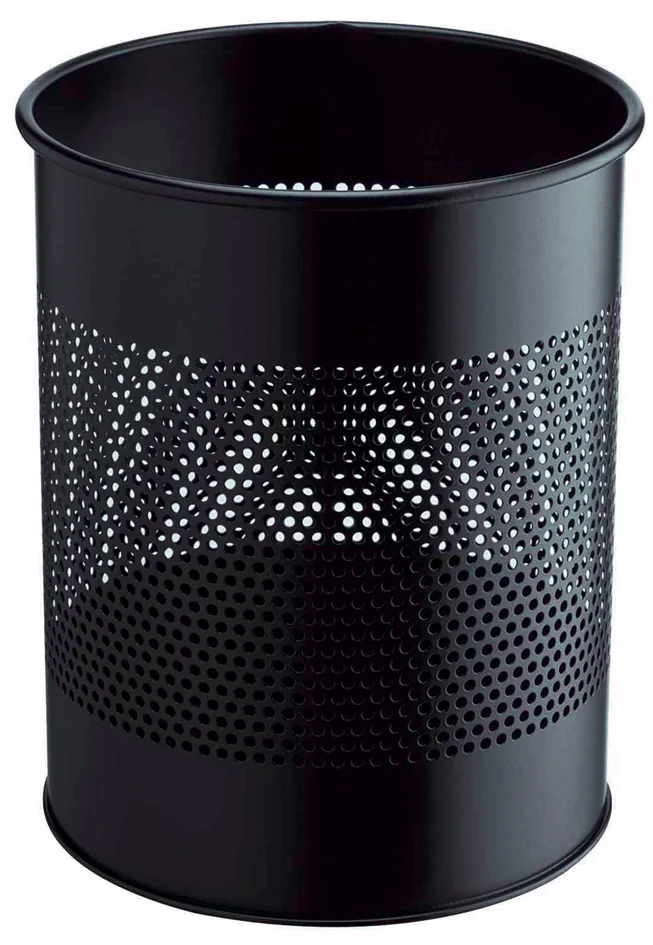 DURABLE Corbeille METAL, ronde,15 litres, noir - OEM 3310-01