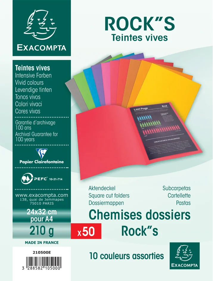 EXACOMPTA Lot chemises et sous-chemises ROCK'S, assorties - OEM 55545E