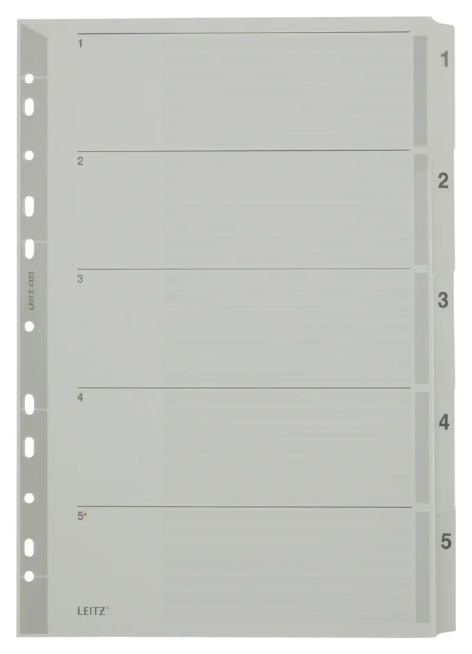 LEITZ Intercalaires en carton mylar, chiffres, A4, 1-10,gris - OEM 4324-00-00