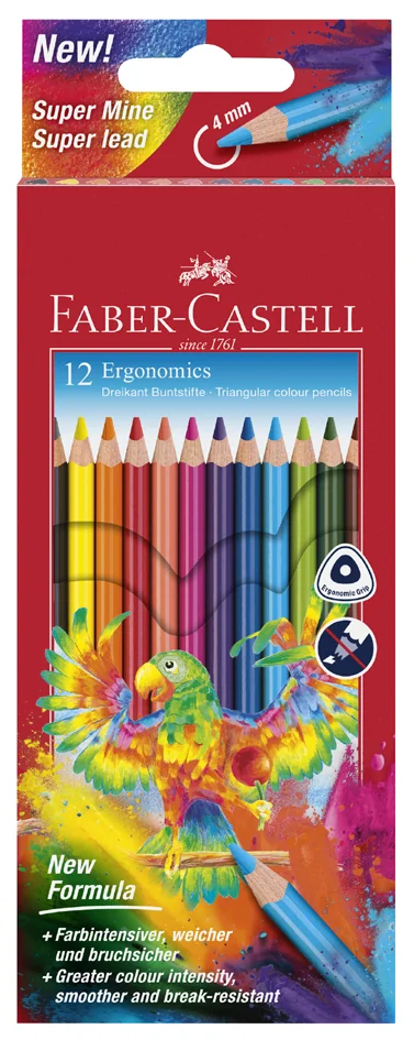 FABER-CASTELL Crayons de couleur triangulaires, étui de 12 - OEM 116512