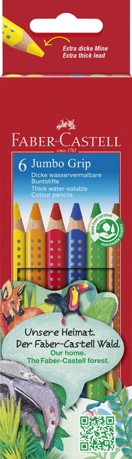 FABER-CASTELL Crayons de couleur JUMBO GRIP, étui de 12 - OEM 110912