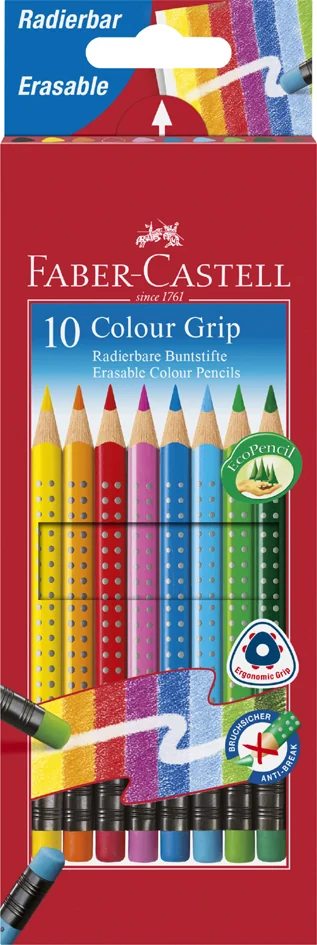 FABER-CASTELL Crayons de couleur gommable avec grip, étui - OEM 116613