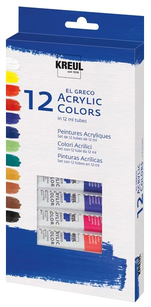 KREUL Peinture acrylique el Greco, 12 ml, set de 12 - OEM 28250