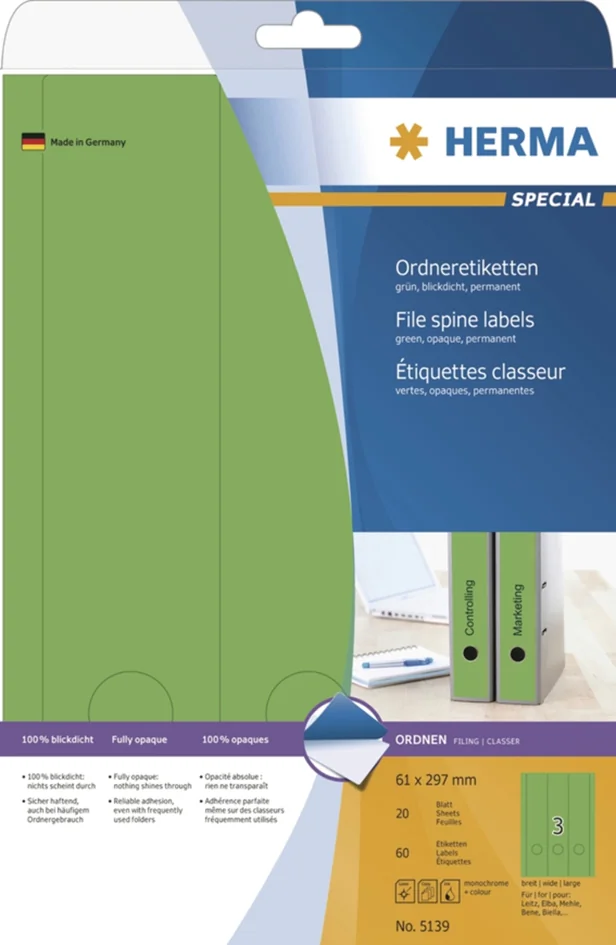 HERMA Etiquette dos de classeur SPECIAL, 61 x 297 mm, rouge - OEM 5137