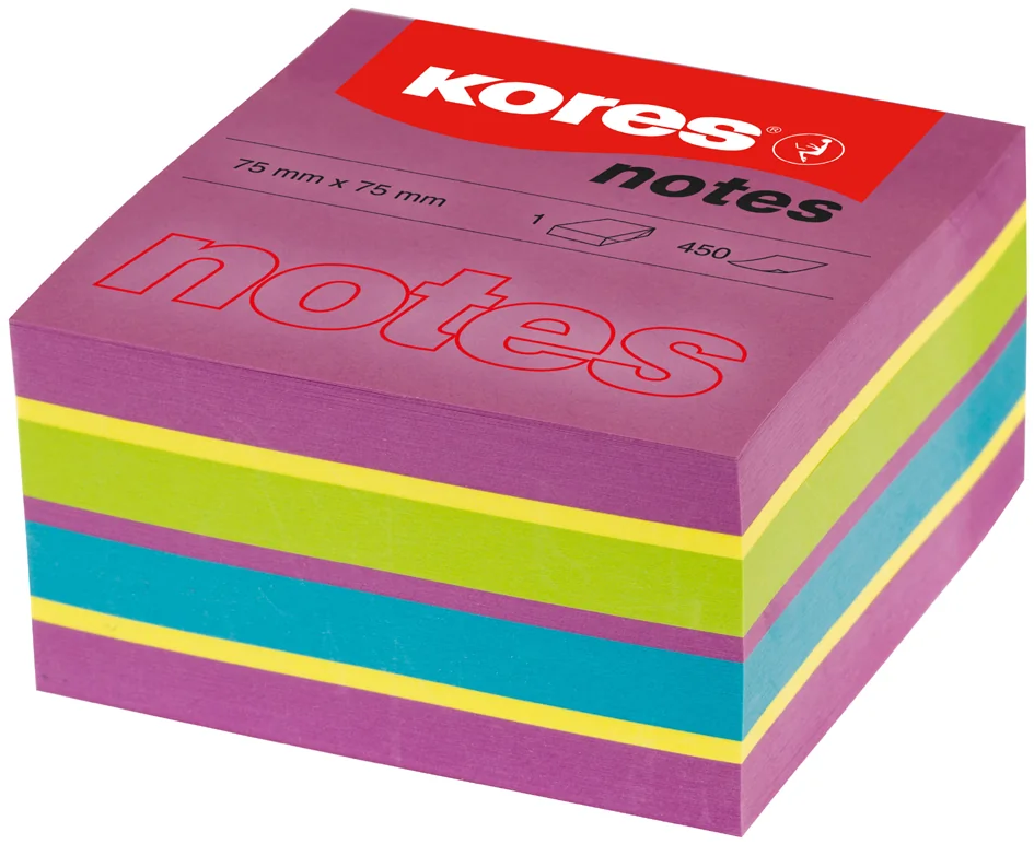 Kores Bloc-note cube, 75 x 75 mm, couleurs fluo, 5 couleurs - OEM N48465