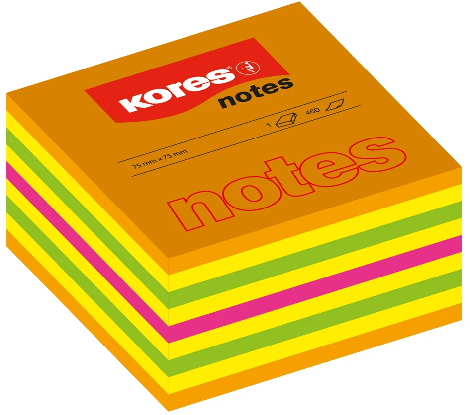 Kores Bloc-note cube, 75 x 75 mm, couleurs fluo, 5 couleurs - OEM N48465 – Image 2
