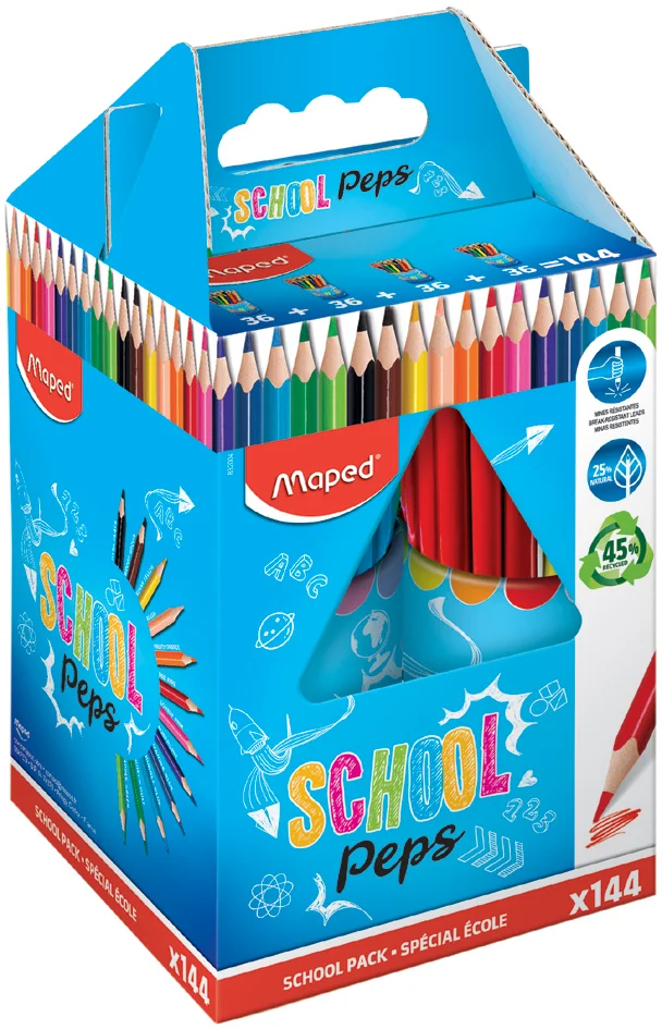 Maped Crayons de couleur COLOR'PEPS, pack scolaire de 144 - OEM 832004