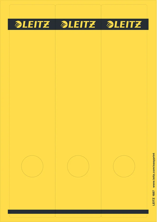 LEITZ Etiquette pour dos de classeur, 61 x 285 mm, jaune - OEM 1687-00-15