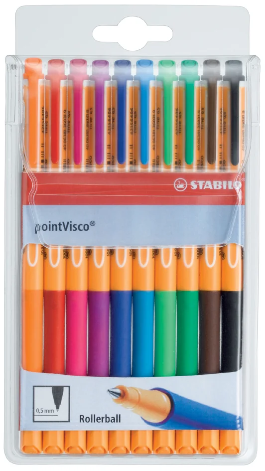 STABILO Stylo à encre gel pointVisco, étui plastique de 10 - OEM 1099/10