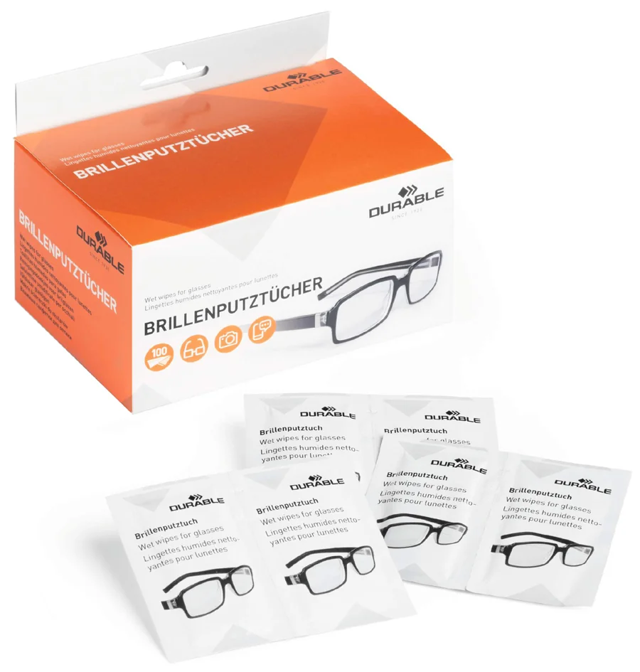 DURABLE Lingette nettoyante pour lunettes, paquet de 100 - OEM 5853-02