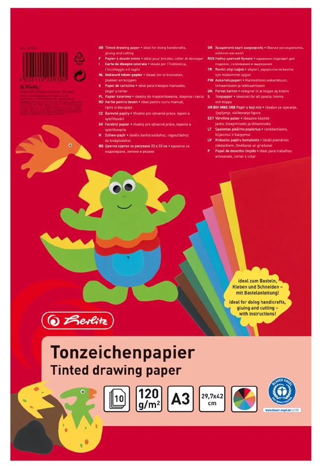 herlitz Bloc de papier à dessin teinté, 230 x 330 mm - OEM 300003876