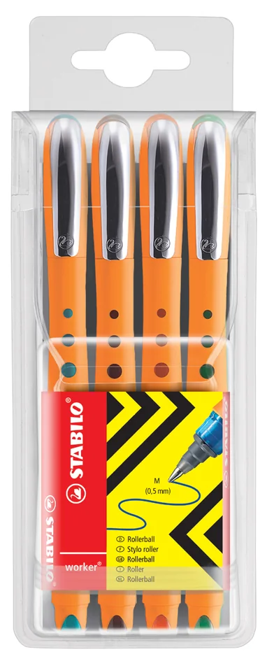 STABILO Stylo roller worker medium, étui de 4 - OEM 2018/4