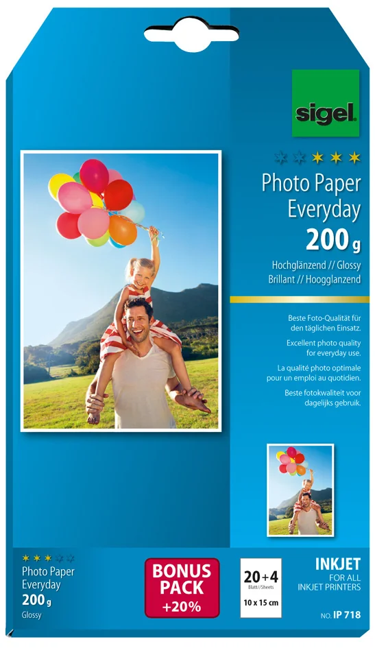 sigel Papier photo jet d'encre Everyday, 10 x 15 cm, blanc - OEM IP718