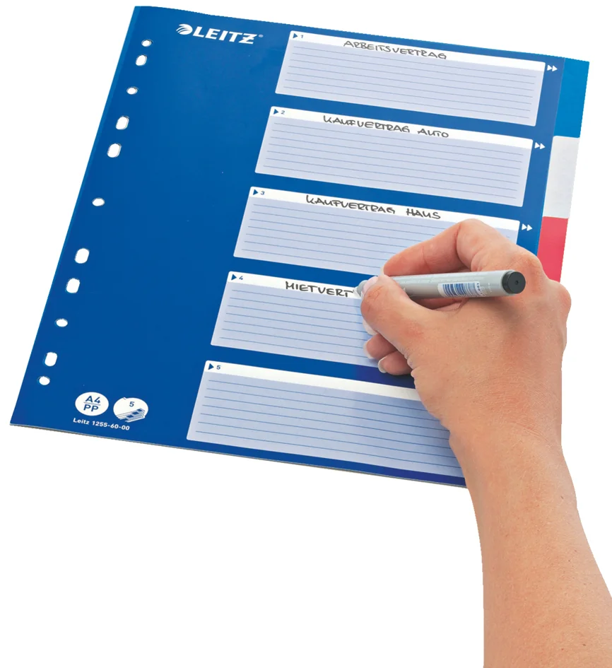 LEITZ Intercalaires en plastique, blanc, A4, 10 touches - OEM 1256-60-00