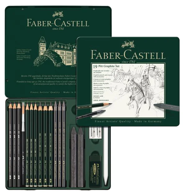 FABER-CASTELL Kit PITT GRAPHITE medium, étui de 19 pièces - OEM 112973