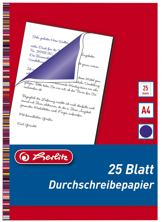 herlitz Papier carbone pour écriture à la main, A4 - OEM 300002331