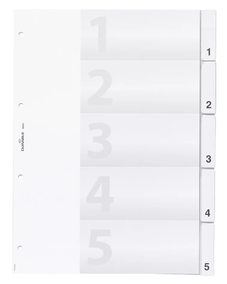DURABLE Intercalaires en plastique, A4, 20 touches, transp. - OEM 6833-19