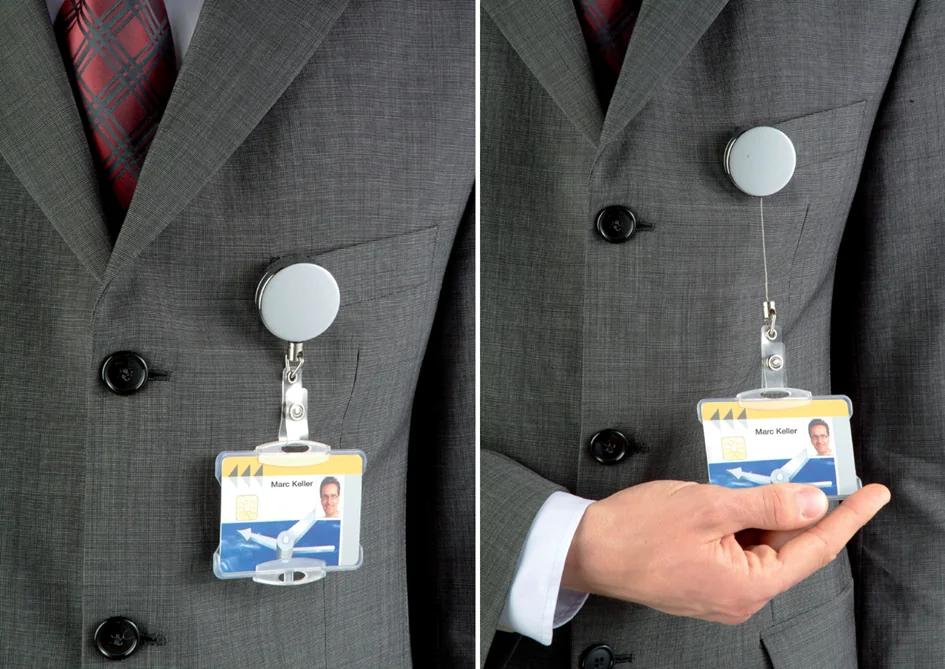 DURABLE Porte-badge chromé, argent-métallique - OEM 8225-23
