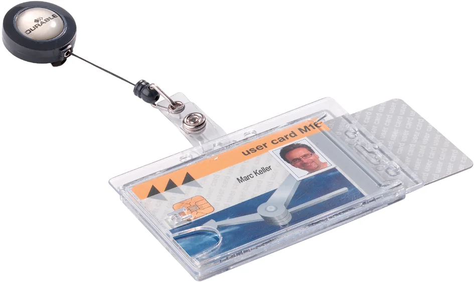 DURABLE Porte-badge double avec enrouleur, transparent - OEM 8224-19