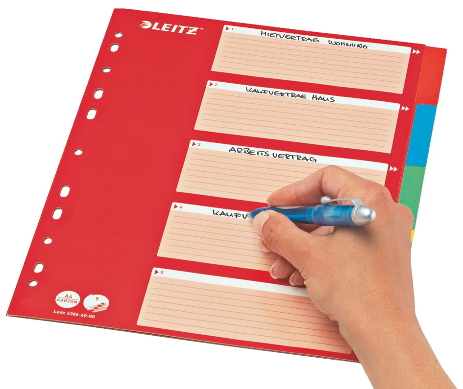 LEITZ Intercalaires en carton, blanc, A4, 10 touches - OEM 4387-60-00