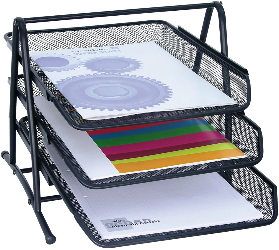 WEDO Corbeille à courrier Office, 3 compartiments, noir - OEM 65 801