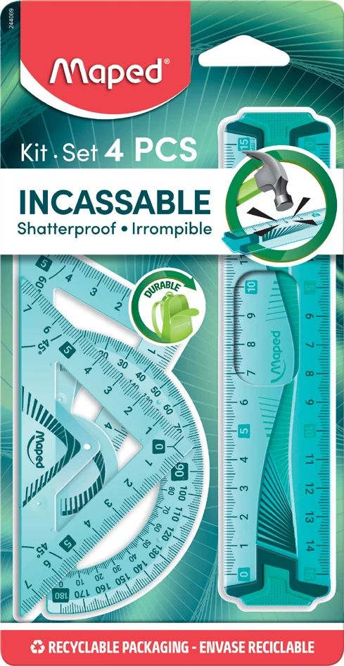 Maped mini kit de géométrie Flex, incassable, 4 pièces - OEM 244069