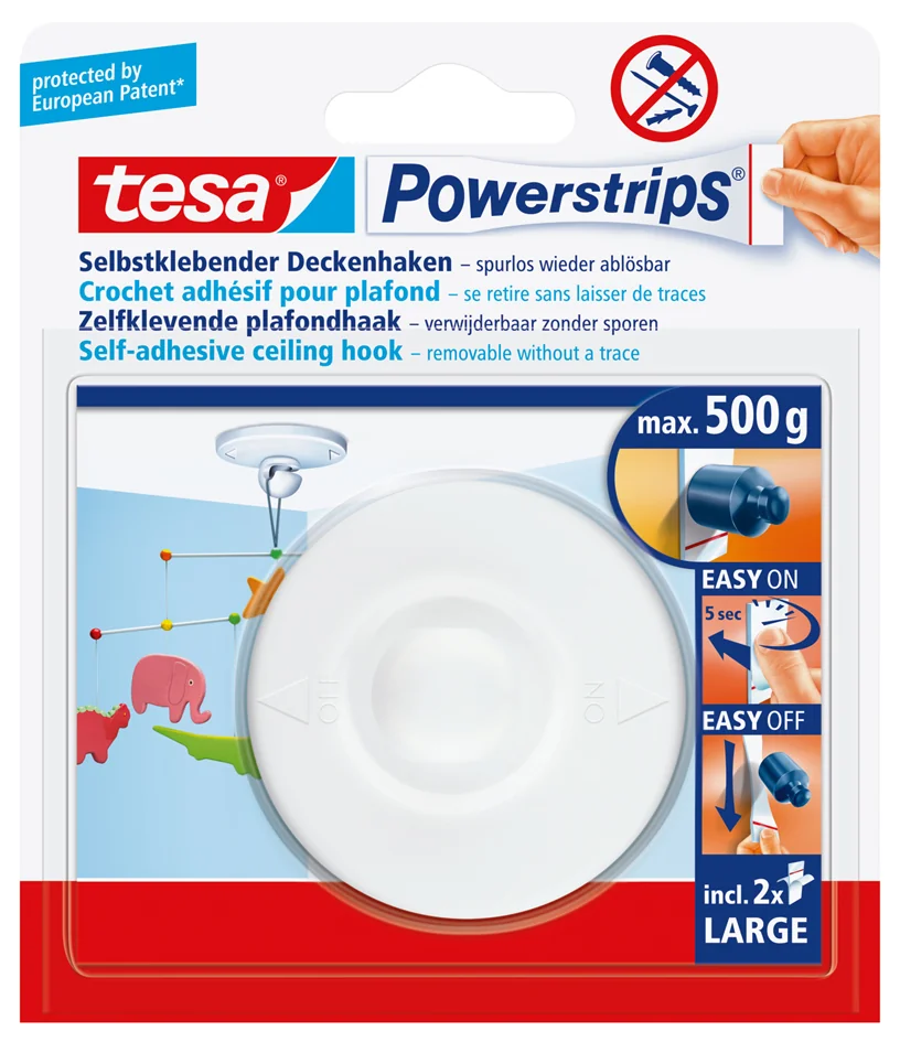 tesa Powerstrips Crochet adhésif pour plafond, blanc - OEM 58029-00020-20