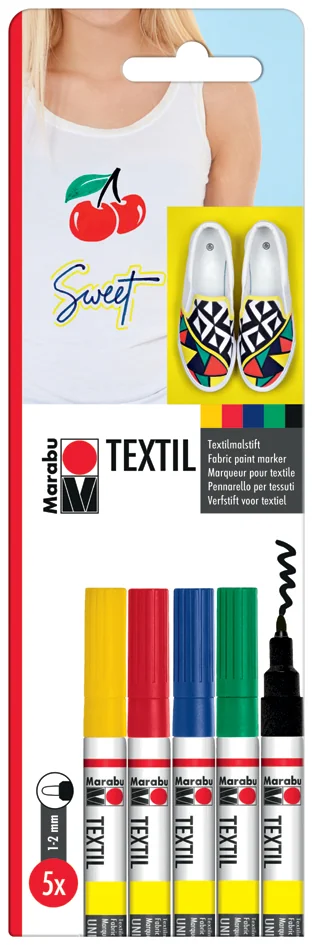 Marabu Marqueur pour textile 'Textil Painter', blister de 5 - OEM 0116000000080