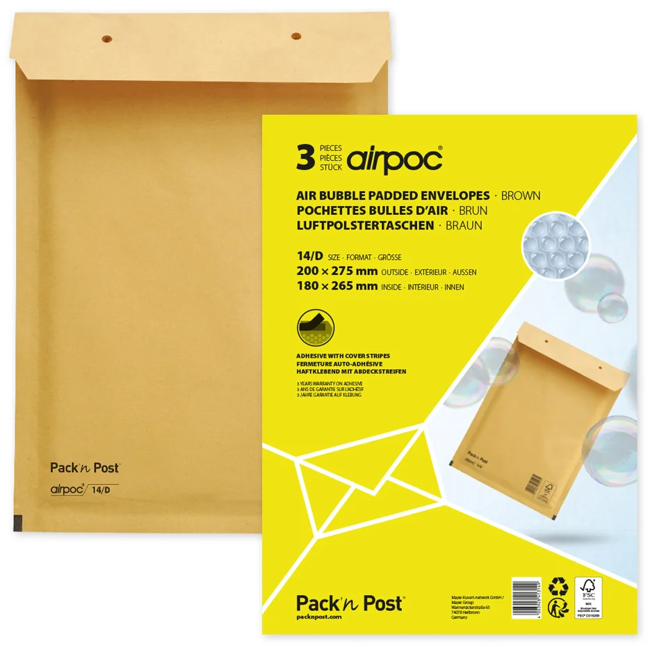 MAILmedia Pochettes d'expédition matelassées, typ 14/D, brun - OEM 30002582