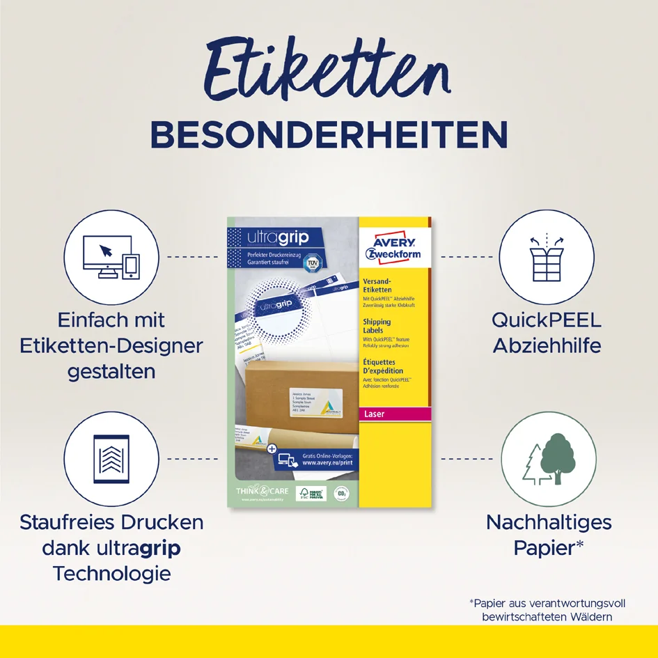 AVERY Zweckform Etiquette d'expédition, ultra blanc - OEM L7165-40 – Image 6