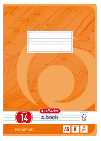 herlitz Cahier de musique x.book, A5, linéature 14, 16 pages - OEM 300004147