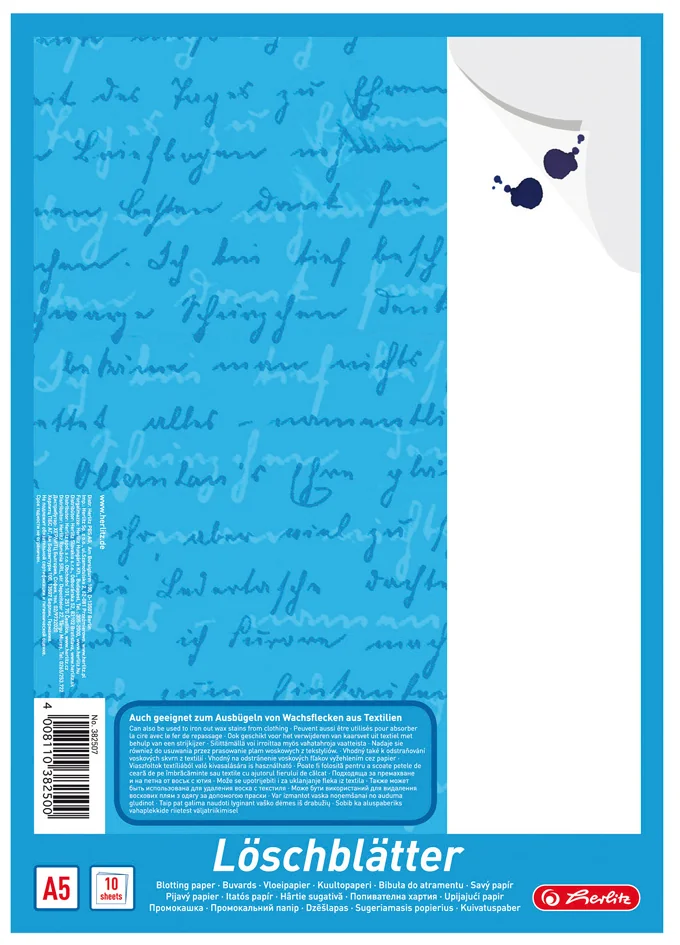 herlitz Bloc de papier buvard format A5, 80 g/m2, blanc - OEM 300004235