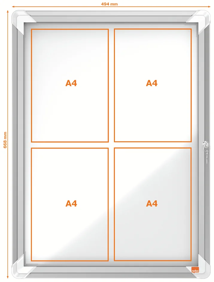nobo Vitrine d'affichage Premium Plus, fond en métal, 4x A4 - OEM 1902577