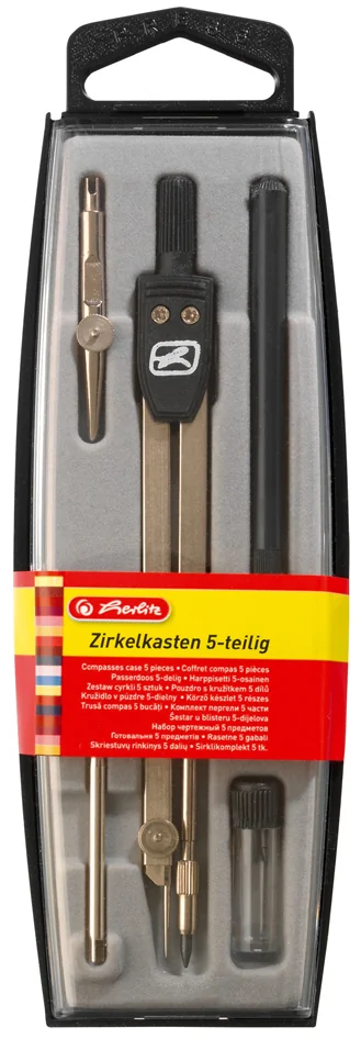 herlitz Boîte de compas 5 pièces, couleur: noir - OEM 300001324