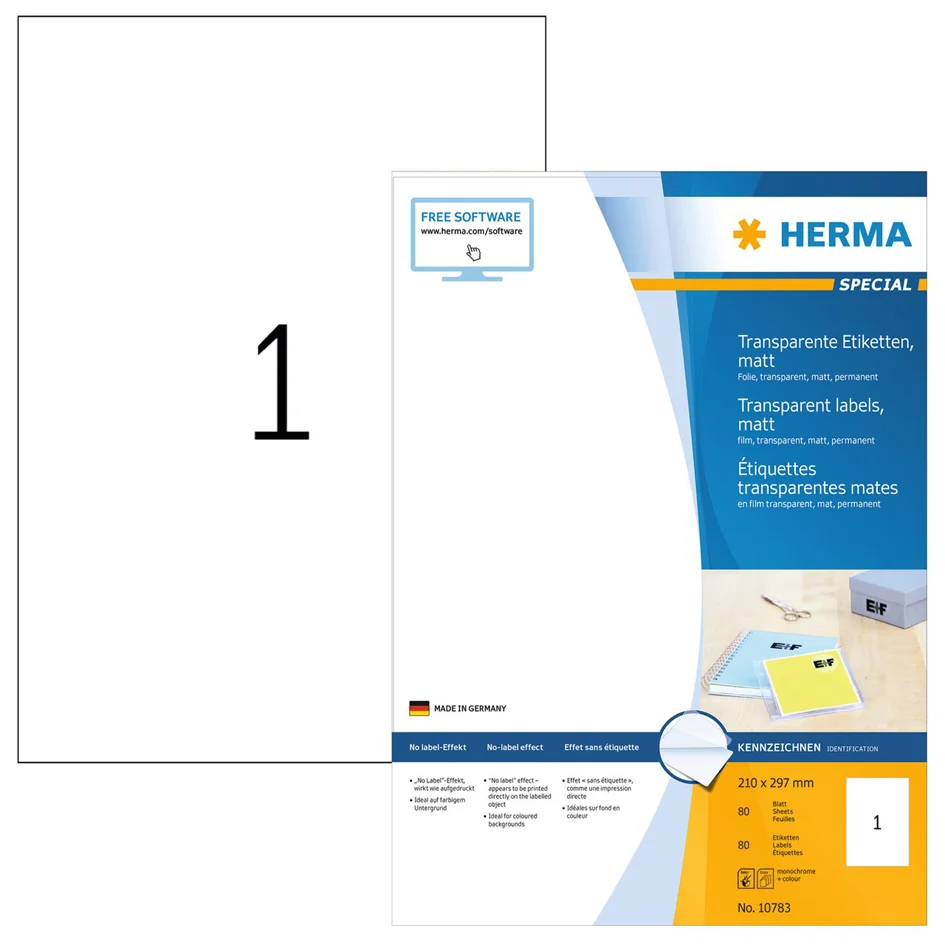 HERMA Étiquette en film SPECIAL, 63,5 x 38,1 mm, transparent - OEM 8670