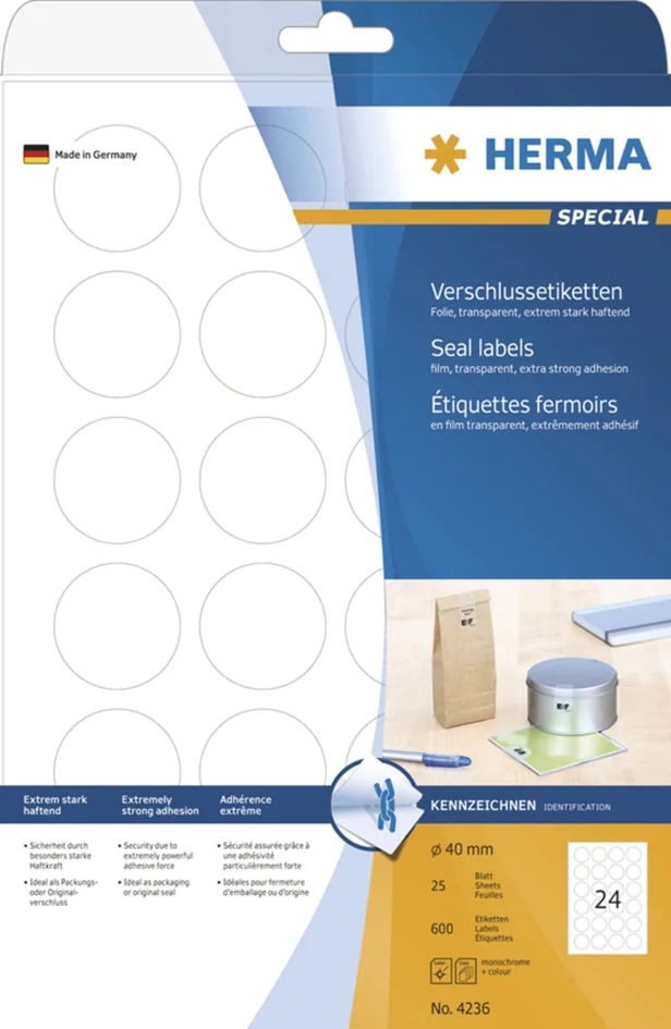 HERMA Etiquette fermoir SPECIAL, transparent - OEM 4236