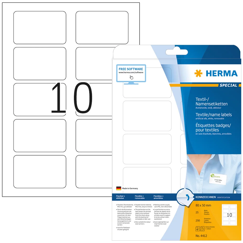 HERMA Etiquettes-badges SPECIAL, 80,0 x 50,0 mm, blanc - OEM 4412
