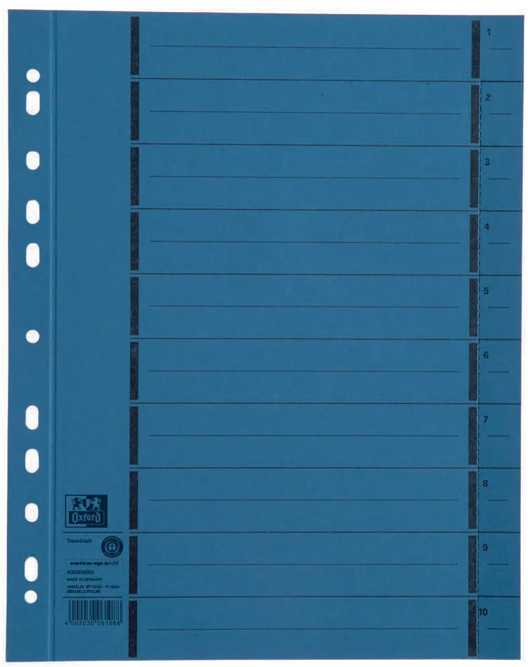 Oxford Intercalaire avec perforation, A4 extra large, vert - OEM 400004667