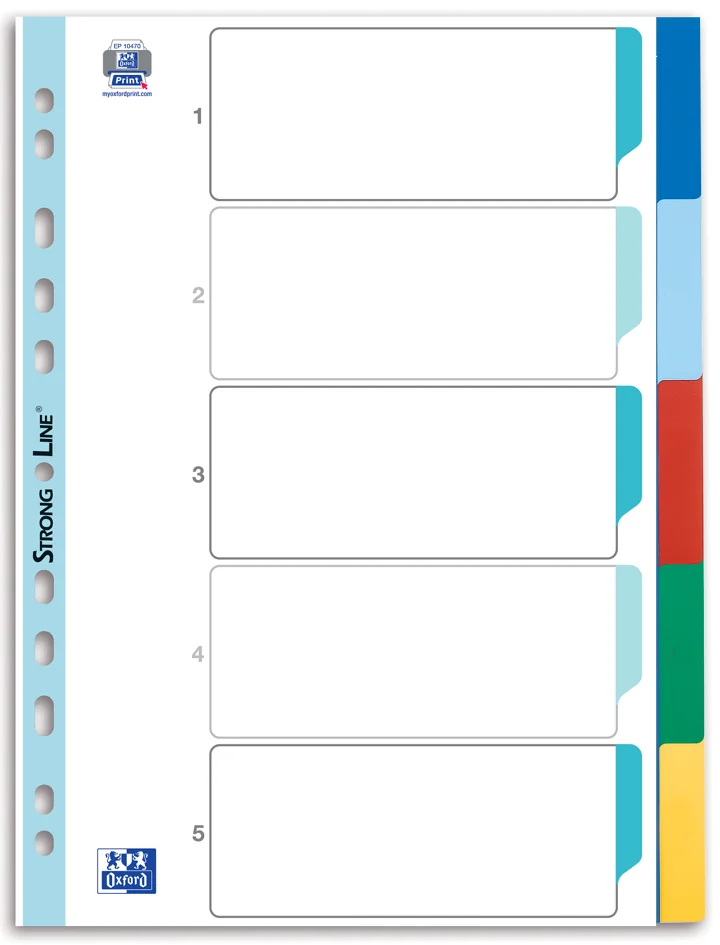 Oxford Intercalaires en plastique, uni, onglets colorés - OEM 400013939