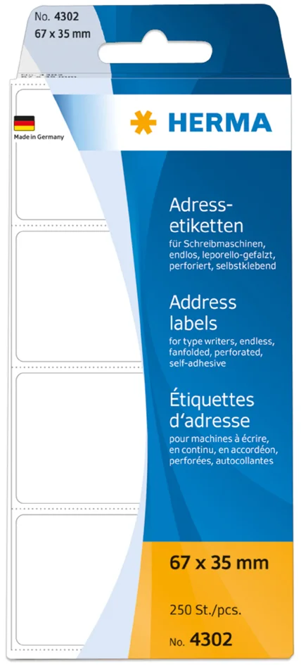 HERMA Etiquette d'adresse, 88 x 35 mm, plié en zigzag, blanc - OEM 4300