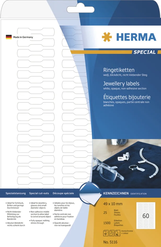 HERMA Etiquette bijouterie SPECIAL, 49 x 10 mm, blanc - OEM 5116